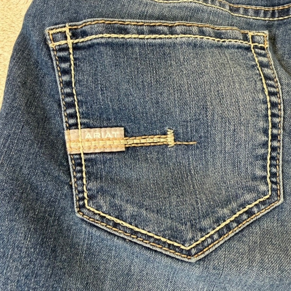 Ariat Rebar Riveter Straight Leg Jeans Nightride Mid Rise Blue Denim 32R - Picture 8 of 16